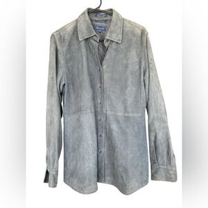 Vintage Faconnable Men's Goatskin Leather Shirt Medium